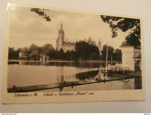 Schwerin - Schloß v. Bootshaus Obotrit, 1909 , Mecklenburg AK , Ansichtskarte !!