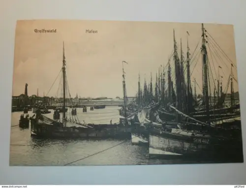 Greifswald - Hafen , ca. 1910 , Schiffe , Mecklenburg , AK , Ansichtskarte !!