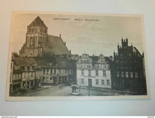 Greifswald - Markt und Rathaus , 1925 , Mecklenburg , AK , Ansichtskarte !!