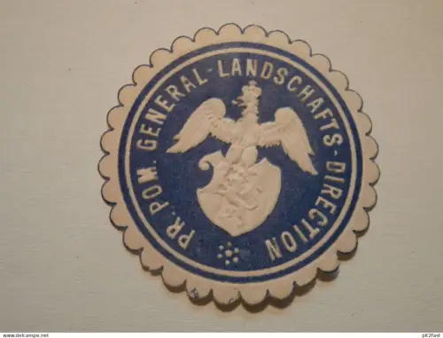 Preuß.-Pomm. Landschafts-Direction i. Mecklenburg , Siegelmarke , Reklame , Marke , Preußen , Pommern