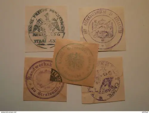 5 uralte Stempel Stralsund i. Mecklenburg , Siegelmarke , Marke !!