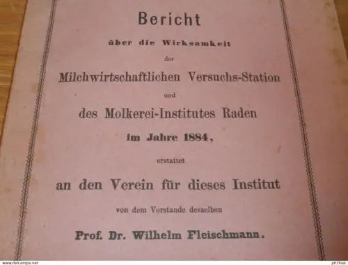 Molkerei Raden i. Mecklenburg , 1885 , Milch-Versuchs-Station , Rostock , RAR , 117 Seiten + Tafeln , Tests , Versuche !