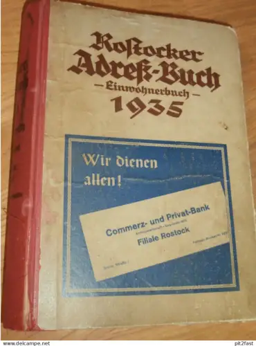Adressbuch - Rostock 1935 , Mecklenburg , Einwohner und Firmen , Adreßbuch , Reklame / Werbung !!