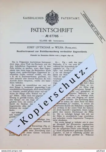 original Patent - Josef Livtschak in Wilna / Vilnius , 1892 , Sichtbarmachung von Gegenständen , Russland !!