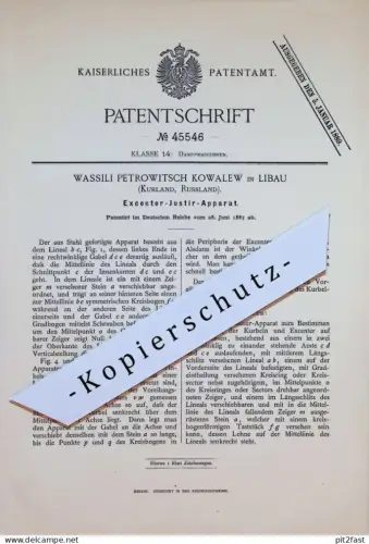 original Patent - Wassili Kowalew in Libau , 1887 , Justierapparat für Dampfmaschine , Russland !!