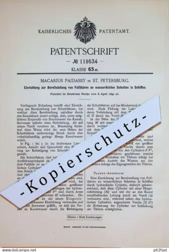 original Patent - Macarius Paidassy in St. Petersburg  , 1899 , Falltüren für Schiffe , Russland !!