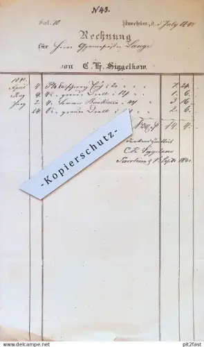 C.L. Siggelkow in Parchim i. Mecklenburg ,1840 , altes Dokument / Rechnung !!
