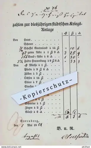 städtische Kriegsanlage - Sternberg , 1858 , Mecklenburg !!