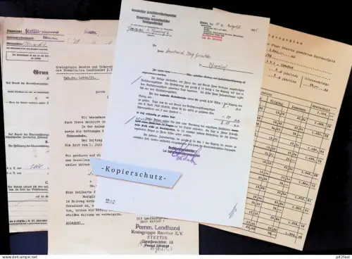 Max Handtke in Schwabach b. Fürstenflagge , 1933-35 , Naugard , Pommerscher Landbund , Stettin , Dokumente !!