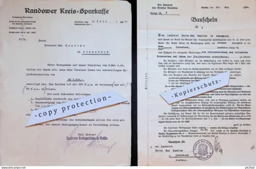 Max Handtke in Schwabach b. Fürstenflagge , 1934 , Naugard , Pölitz , Stettin Sparkasse , Konvolut Dokumente