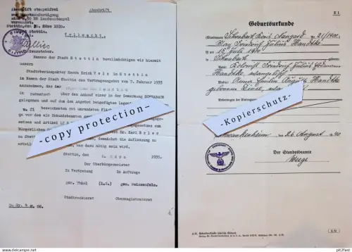 Max Handtke , Dinse in Schwabach b. Fürstenflagge ,1935/40 Schwankenheim Naugard , Pölitz , Stettin , Konvolut Dokumente