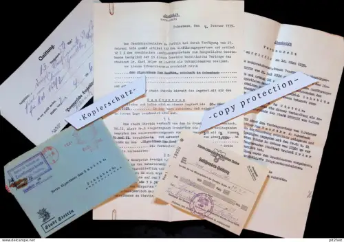 Max Handtke , Dinse in Schwabach b. Fürstenflagge , 1935/36 , Naugard , Stettin , Konvolut Dokumente !!!