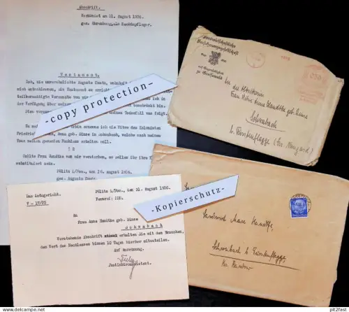 A. Handtke geb. Dinse in Schwabach b. Fürstenflagge , 1936 , Naugard , Stettin , Konvolut Dokumente !!!