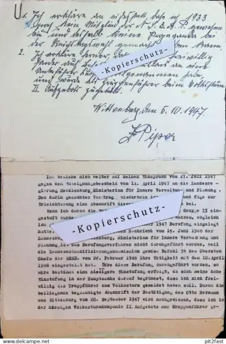Konvolut Wittenburg , 1945-1949 , SMAD , Hagenow , Ludwigslust , Entnazifizierung , NSDAP , Enteignung , Förster Pieper