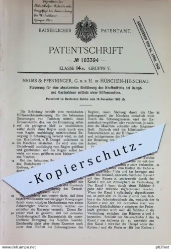 original Patent - Melms & Pfenninger GmbH , München / Hirschau | 1905 | Dampfmaschine , Gasturbine , Motor , Turbine