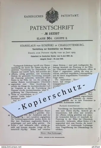 original Patent - Stanislaus von Kosinski , Berlin / Charlottenburg | 1905 |  Desinfektion im Raum | Desinfizieren