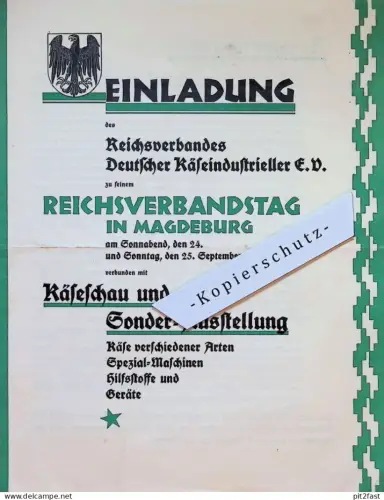 Reichsverband - deutsche Käseindustrie in Breslau , 1927, Ausstellung , Prospekt Käse , Reklame , Molkerei , Mecklenburg