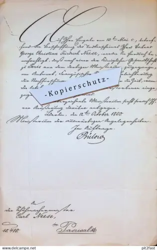 Carl Neese in Pasewalk , 1850 , Ministerium , von Bülow , Paris , Berlin , altes Dokument !!