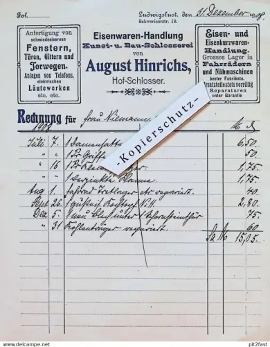 Hof-Schlosser - August Hinrichs in Ludwigslust , 1908 , Frau Niemann , Mecklenburg , altes Dokument t!!
