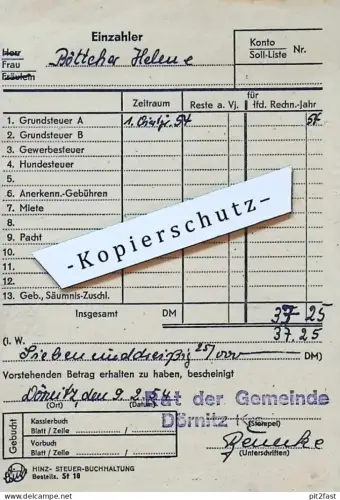 Rat der Gemeinde Dörnitz b. Möckern / Burg , 1954 , Stempel , Dokument !!
