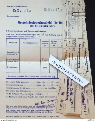 Gemeinde-Steuerbescheid , Dörnitz b. Möckern / Burg , 1959 , Stempel , Dokument !!