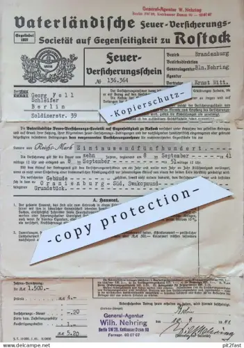 Vaterländische Versicherung Rostock i. Mecklenburg , 1941 , Oranienburg - Swakopmund Straße , Nehring Dokument , Reklame