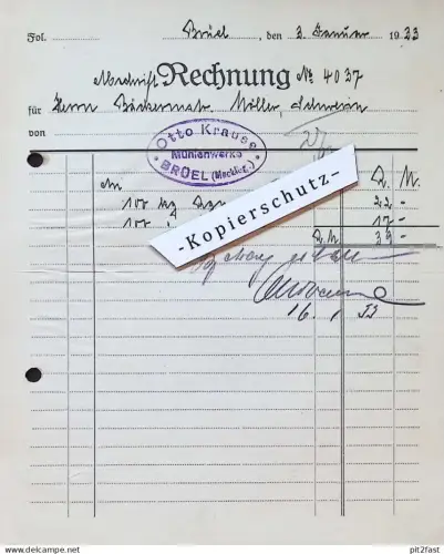 Mühlenwerke - Otto Krause in Brüel i. Mecklenburg , 1933 , Bäcker Möller in Schwerin , altes Dokument !!