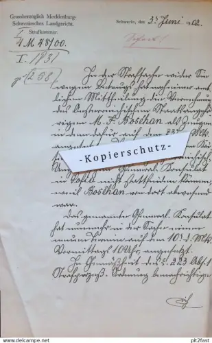 Fabrik Carl Ronte in Neustadt , 1902 , M. Boschan , Konsulat in Sofia , Post , Gericht Schwerin , Akte , Mecklenburg
