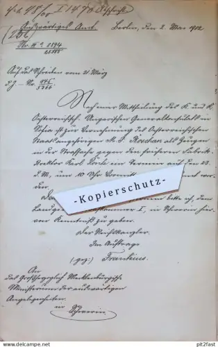 Fabrikdirektor Carl Ronte in Neustadt , 1902 , M. Boschan , Konsulat in Sofia , Gericht Schwerin , Akte , Mecklenburg