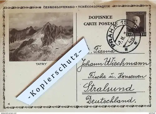 Finanzbeamter Joseph Sinnek in Radotin b. Prag , 1932 , Stempel , Reklame / Werbung , Postkarte J. Wichmann Stralsund