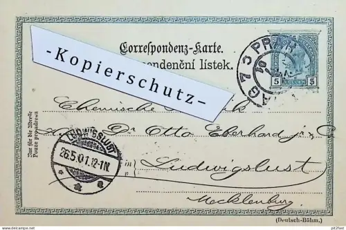 Chemische Fabrik - Dr. Erberhard in Ludwigslust i. Mecklenburg , 1901 , Dr. Jürgensen & Bauschlicher in Prag !!