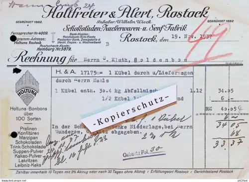 Senffabrik Haltfreter & Alert in Rostock i. Mecklenburg , 1937 , C. Kluth in Goldenbow , Dokument , Reklame / Werbung !!