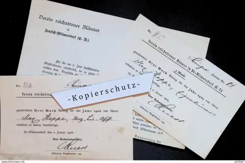 Verein reichstreuer Männer in Berlin - Deutsch Wilmersdorf , 1905/06 , Dokumente , Belege , Reklame , Werbung !!