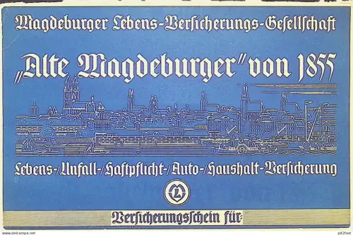 Reklame-Mappe aus Pappe , Alte Magdeburger von 1855 , Versicherung , Magdeburg , Lebensversicherung !!!