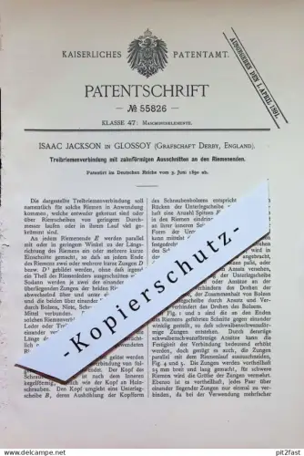 original Patent - Isaac Jackson , Glossoy , Derby , England | Treibriemenverbindung | Treibriemen | Riemscheibe Maschine