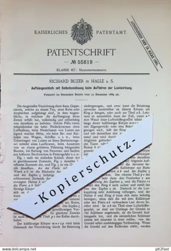 original Patent - Richard Buzer , Halle / Saale | 1889 | Aufhängeschloss | Schloss , Verschluss , Kette , Tau , Seil