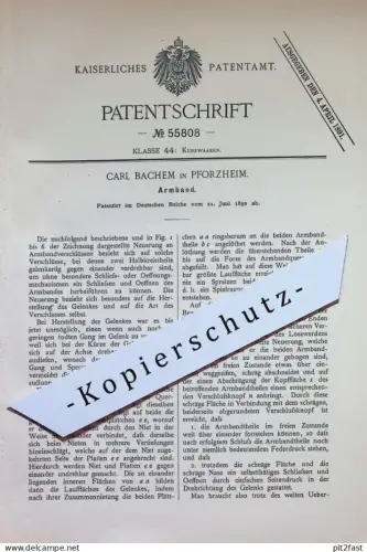 original Patent - Carl Bachem , Pforzheim | 1890 | Armband | Verschluss für Armbänder | Schmuck , Goldschmied , Ketten