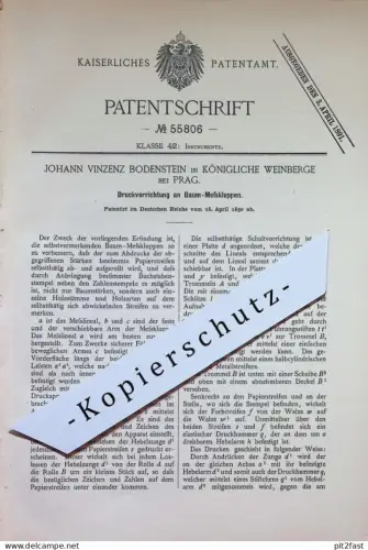 original Patent - Johann Vinzenz Bodenstein , Königliche Weinberge / Prag | 1890 | Druck an Baum - Messkluppen | Bäume