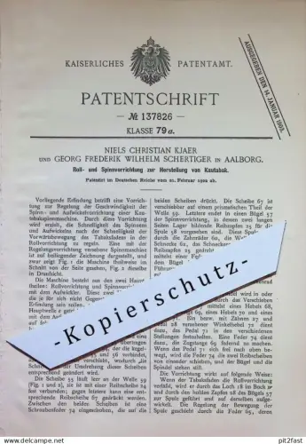 original Patent - Niels Christian Kjaer | Georg Frederik Wilhelm Schertiger , Aalborg Dänemark | 1902 | Kautabak , Tabak