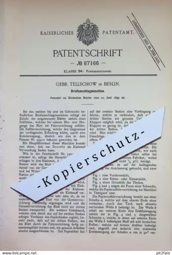 original Patent - Gebr. Tellschow , Berlin | 1895 | Briefumschlagmaschine | Briefumschlag - Maschine | Kuvert , Papier !