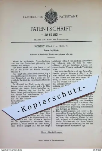 original Patent - Robert Krayn , Berlin | 1895 | Schnurrbartbinde | Schnurrbart - Binde | Bart , Band , Friseur !!