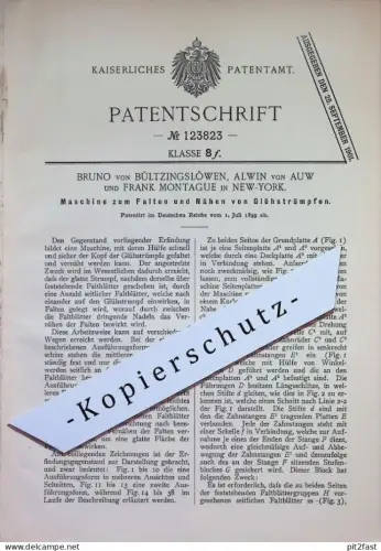 original Patent - Bruno von Bültzingslöwen , Alwin von Auw , Frank Montague , New York USA | Glühstrumpf Falten & Nähen
