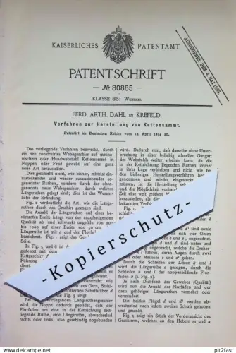 original Patent - Ferd. Arth. Dahl , Krefeld | 1894 | Herstellung von Kettensammt | Samt , Gewebe , Stoff , Weben Weber