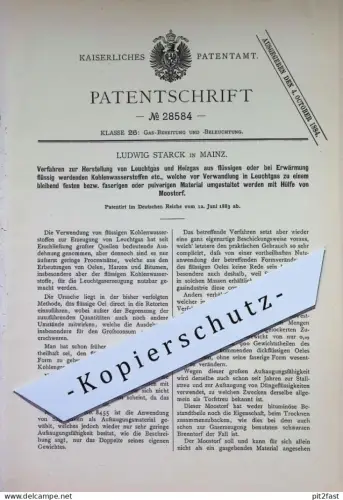 original Patent - Ludwig Starck , Mainz | Herstellung von Leuchtgas & Heizgas | Gas , Gase , Brenner , Beleuchtung !!