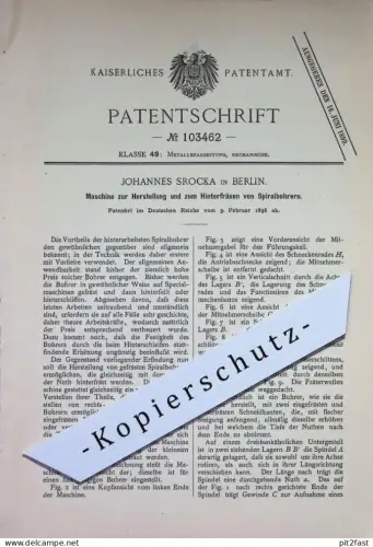 original Patent - Johannes Srocka , Berlin | 1898 | Hinterfräsen von Spiralbohrer | Fräse , Fräsen , Bohrer , Bohren