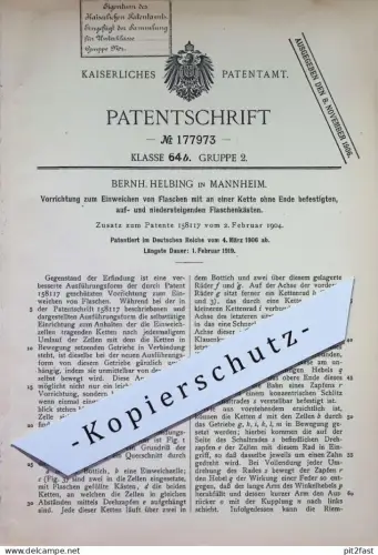 original Patent - Bernh. Helbing , Mannheim | 1906 | Einweichen von Flaschen | Flasche , Flaschenkasten