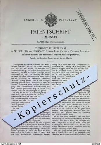 original Patent - Cuthbert Ellison Carr , Whickham / Newcastle / Durham , England | 1889 | Eisenbahn Weichen Stellwerk !