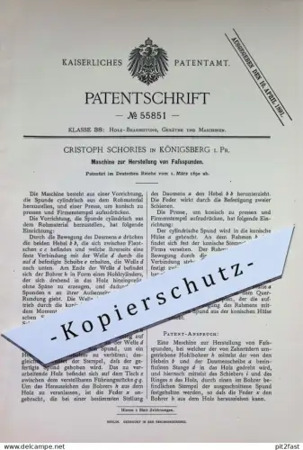 original Patent - Cristoph Schories , Königsberg , Preußen | 1890 | Herstellung von Fassspunden | Fass , Fässer , Bier