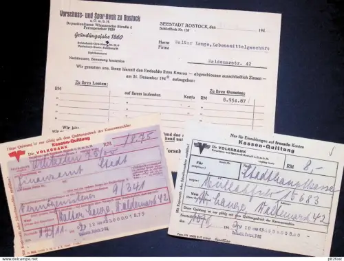 Bank / Sparkasse in Rostock i. Mecklenburg , 1940-42 , Wilhelm Lange , alte Dokumente !!