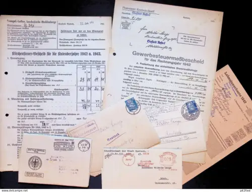 Behördenpost Rostock , 1935-45 , Walter Lange , Briefe , Post , Finanzamt , Steuerbescheide , alte Dokumente !!